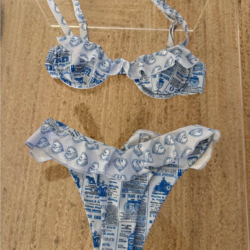 Strawberry Milk Mob Blue Print Bikini